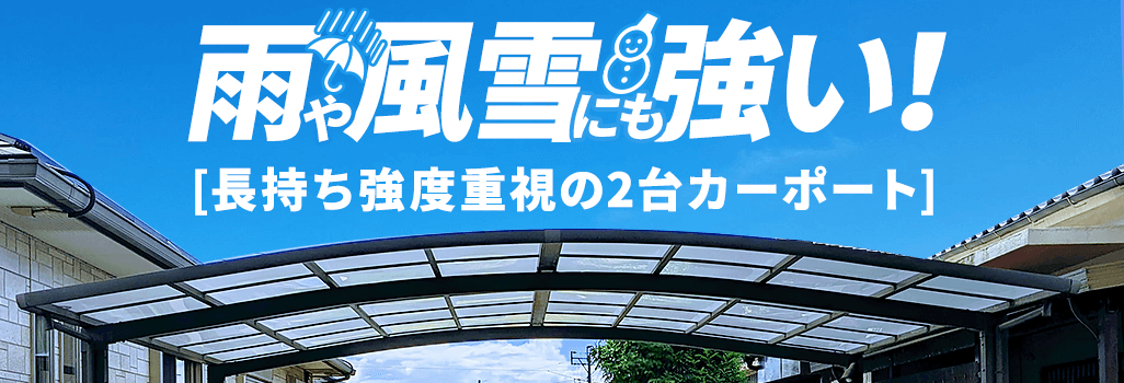 雨や風雪にも強い！長持ち強度重視の2台カーポート
